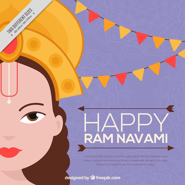 Great ram navami background in flat design