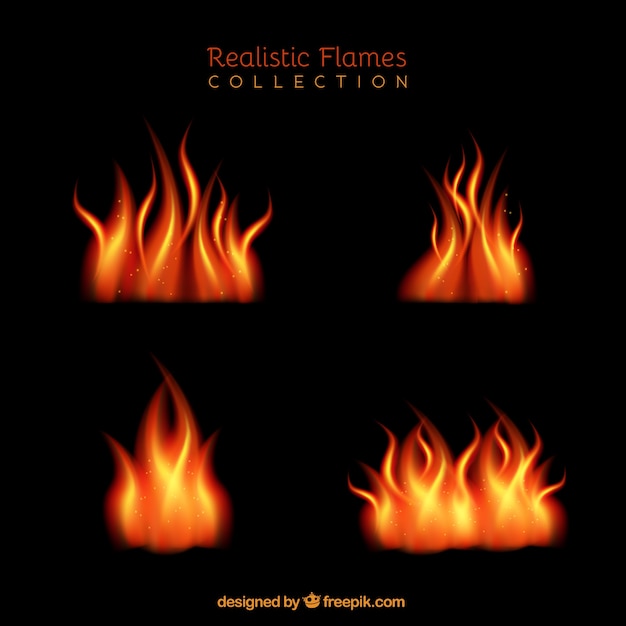 Free vector great realistic flames in orange tones