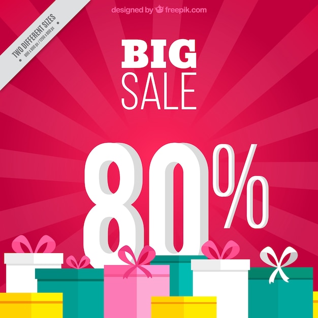 Great sale background with presents in flat design