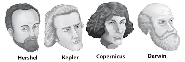 Free vector great scientist astronomers portrait vector