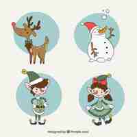 Free vector great selection of hand-drawn characters for christmas