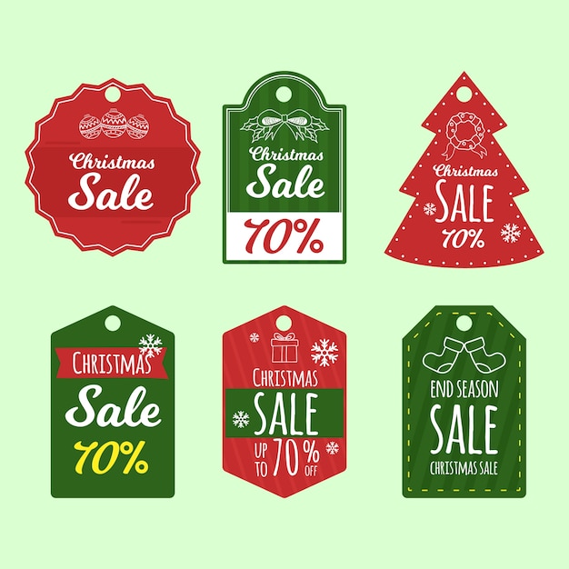 Free vector great set of hand drawn holiday christmas tags