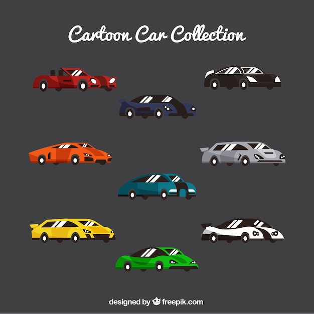 Free vector great set of nine sports cars