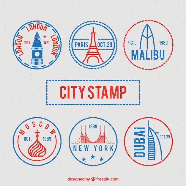 Great variety of round city stamps