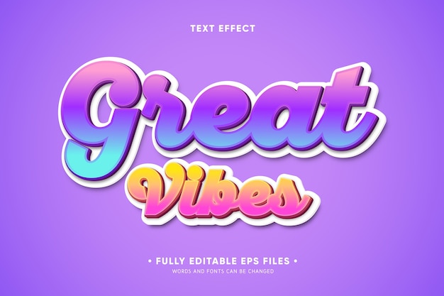 Free vector great vibes text effect