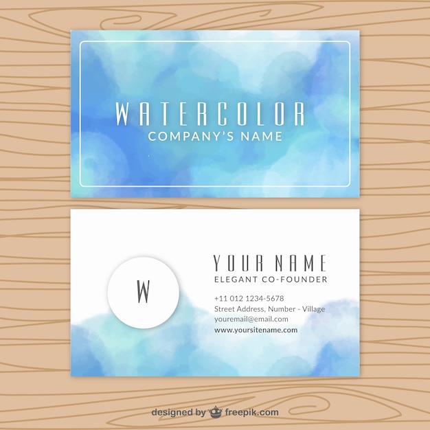 Great visiting card painted in blue tones