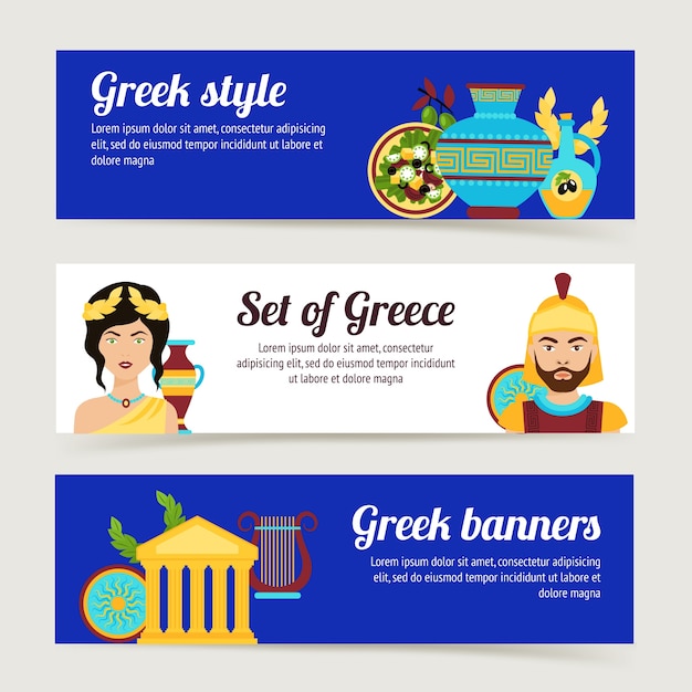 Free vector greece banner set