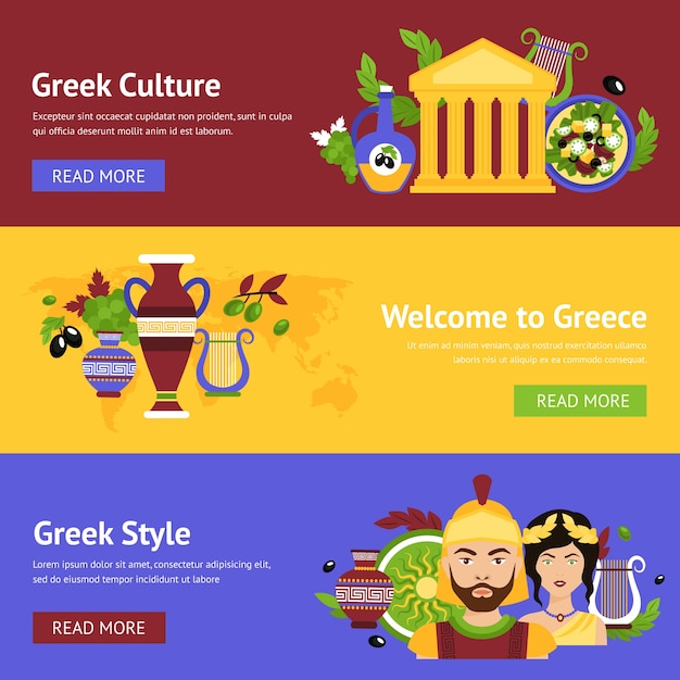 Free vector greece banner set