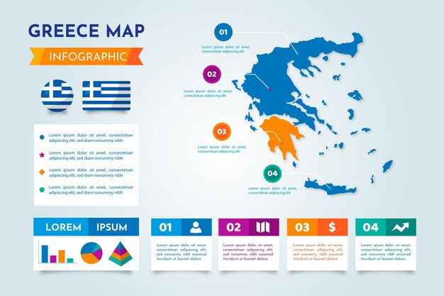 ギリシャ地図インフォグラフィックテンプレート