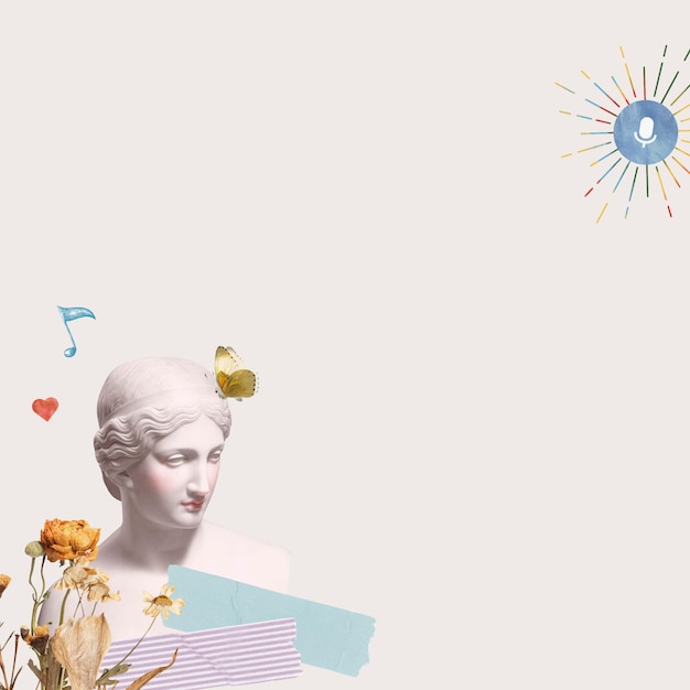 Greek goddess statue border aesthetic mixed media