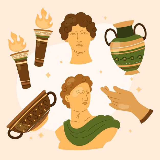 Greek statues illustration set