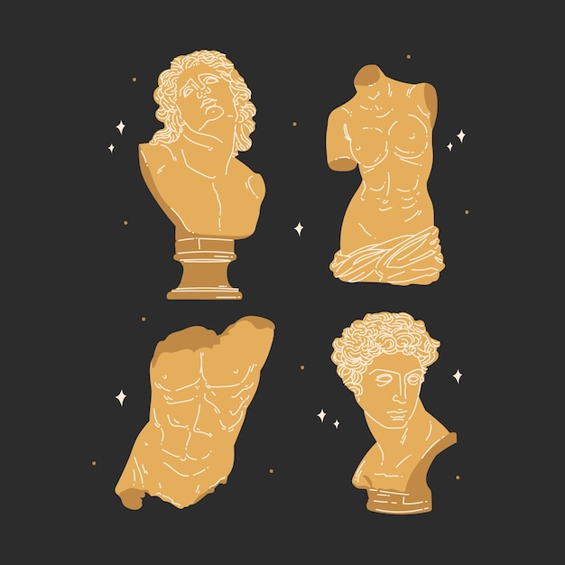 Free vector greek statues illustration set