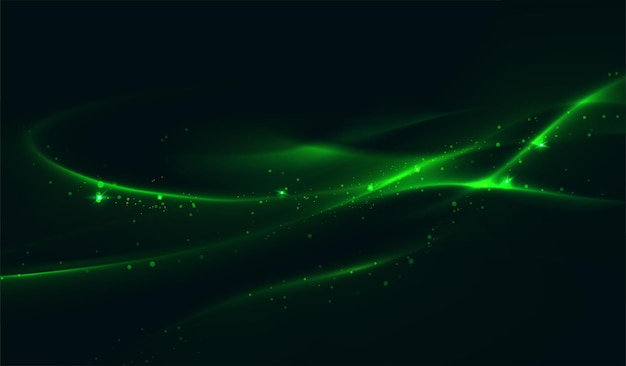 Green abstract sparkly background with soft waves and sparkles Neon soft futuristic banner