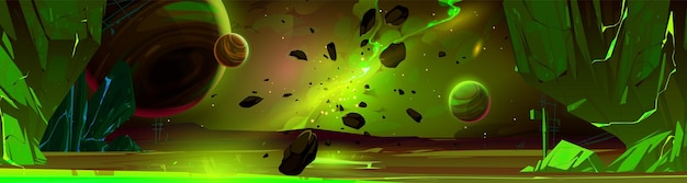 Free vector green alien planet surface