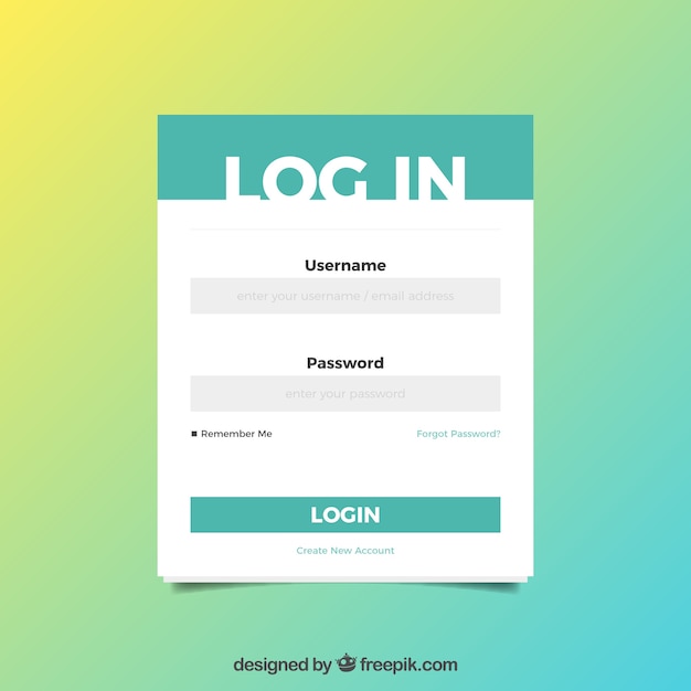 無料ベクター 緑と白のログインフォーム