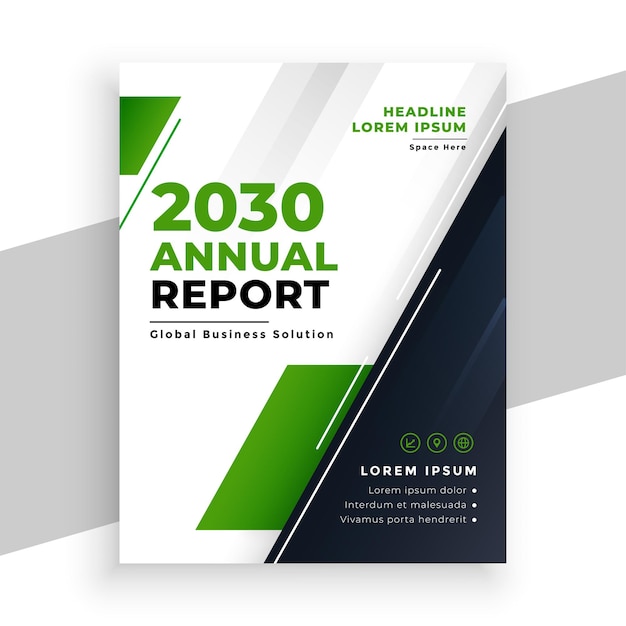 Green annual report business brochure cover page template design