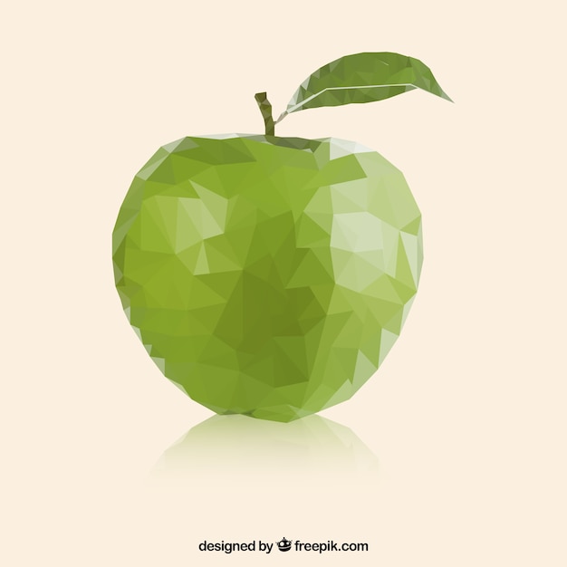 Бесплатное векторное изображение Зеленое яблоко в стиле многоугольной