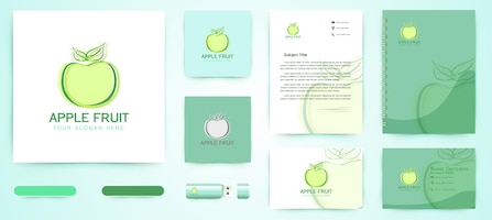 Green apple logo and business branding template designs inspiration isolated on white background