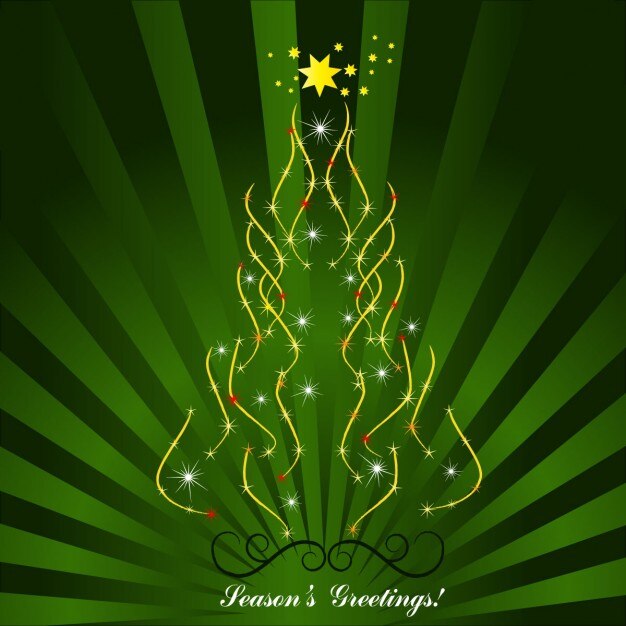 Green background, christmas tree