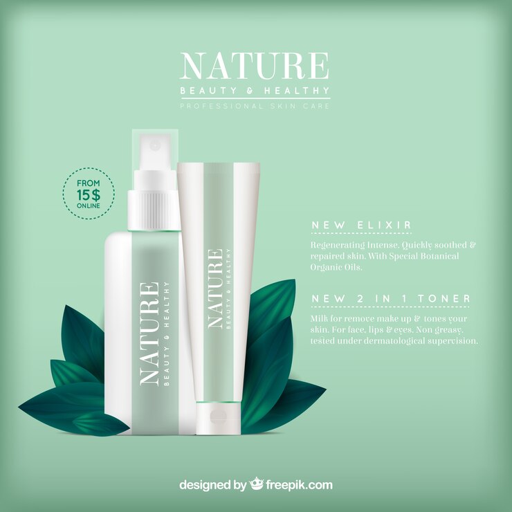 Free Vector green background of natural cosmetics