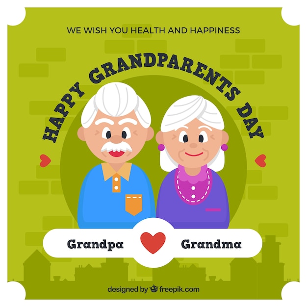 Зеленый фон хороших дедушек и бабушек
