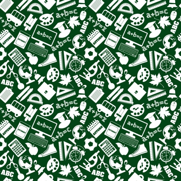 Green background of school supplies