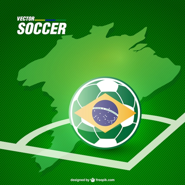 Green Background with Brazilian Soccer Ball – Free Vector Template Download