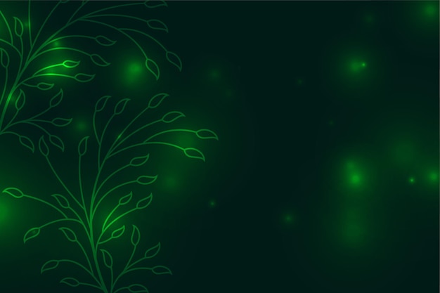 Free vector green background with floral leaves decoration