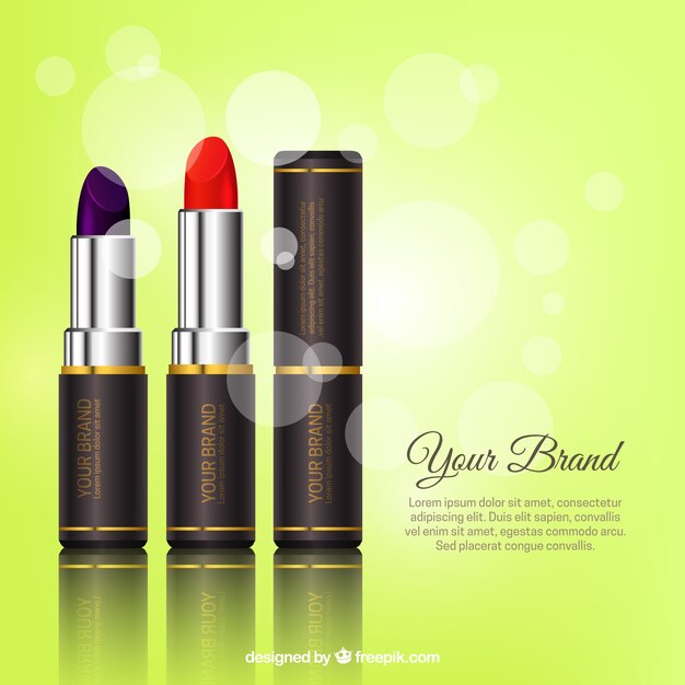 Green background with realistic lipstick