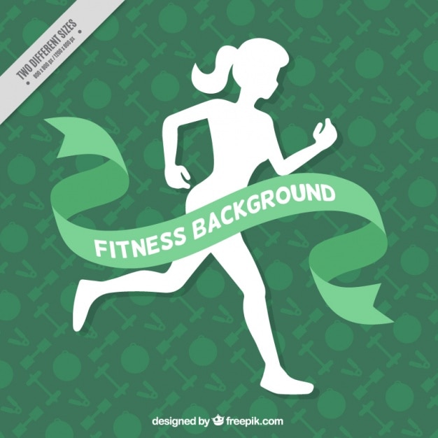 Free Vector green background with silhouette of woman running