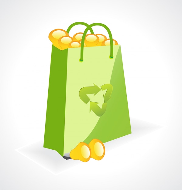 Free vector green bag with ecology symbol