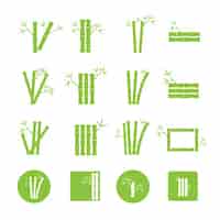 Free vector green bamboo icons collection