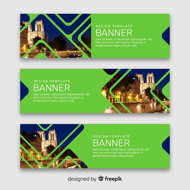 Free vector green banners with images