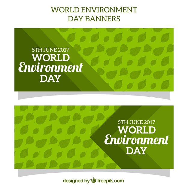 世界環境の日のための葉のあるグリーンバナー
