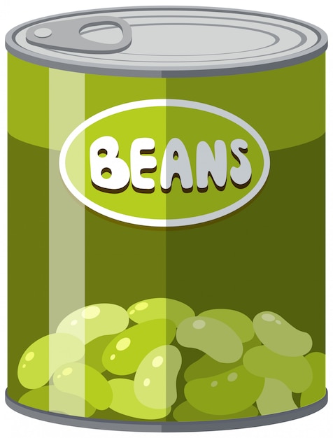 Free vector green beans in aluminum can
