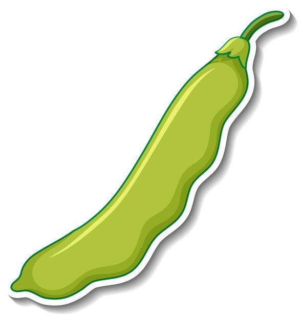 Green beans sticker on white background