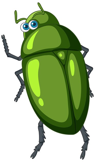 分離された緑のカブトムシの漫画のキャラクター