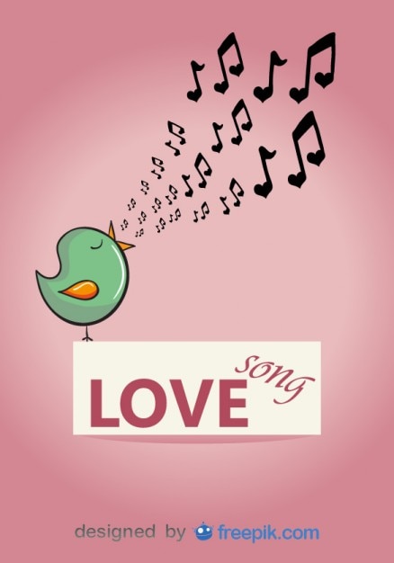 Free vector green bird singing a love song