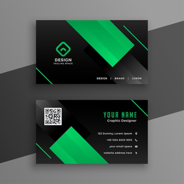 Green and black modern business card design