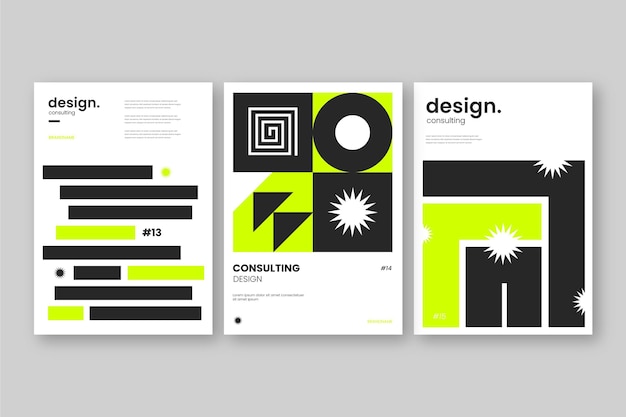 Free vector green and black postmodern business cover collection