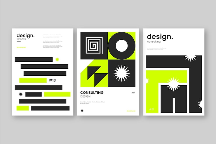Free Vector green and black postmodern business cover collection