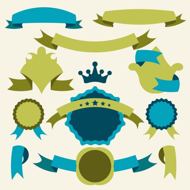 Free Vector green and blue badge set