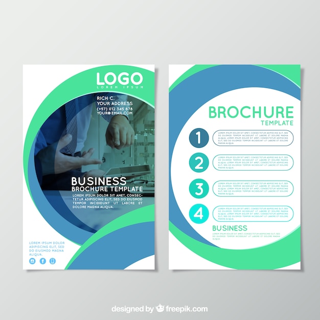 Free vector green and blue business brochure