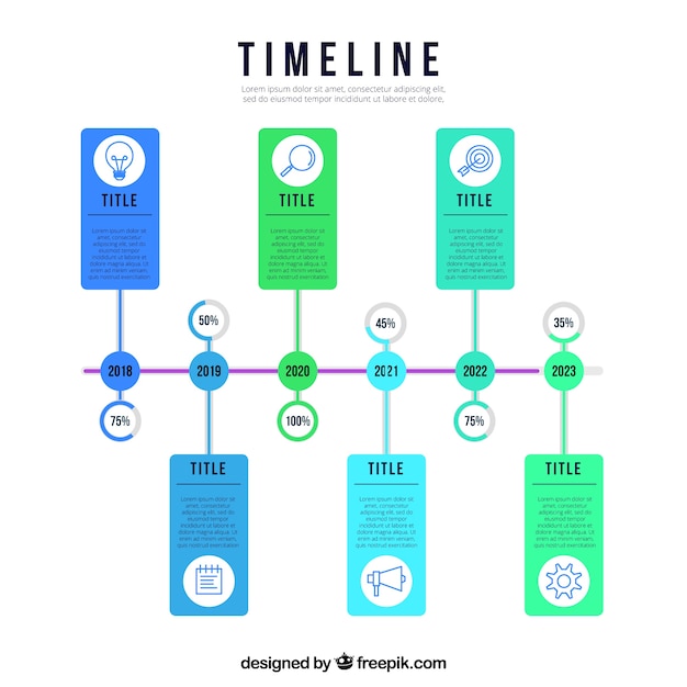 Free vector green and blue business timeline concept