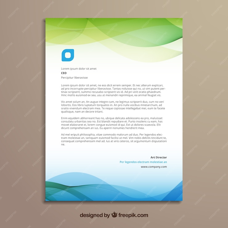  Green and blue corporate brochure with wavy shapes Premium Vector