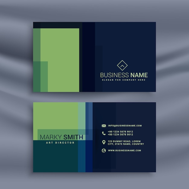 Free vector green and blue geometric business card