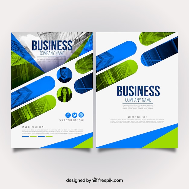 Free vector green and blue modern business brochure