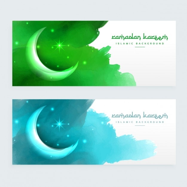 Free vector green and blue moons banners