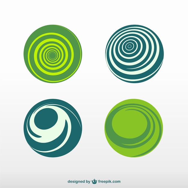 Green and blue round logos