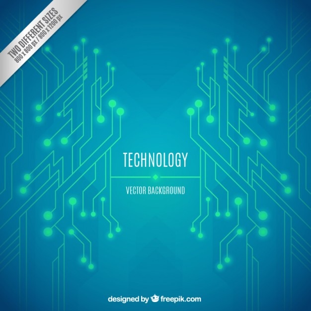 Free vector green and blue technology background